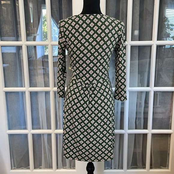 Boden Sabina Jersey Green, Pink, and Navy Tunic Dress, Size 6L - Picture 4 of 7